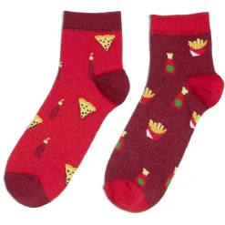 New Gifi Chaussettes basses dépareillées motif pizza/frites - T41/45