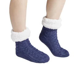 Clearance Gifi Chaussettes d'intérieur doublées peluche bleu marine TU