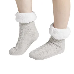 Discount Gifi Chaussettes d'intérieur doublées peluche gris TU