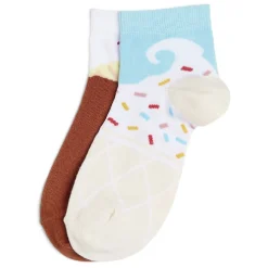 Gifi Chaussettes dépareillées basses motif glace marron/bleu - T36/40