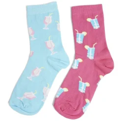 Gifi Chaussettes dépareillées basses motif cocktail rose/bleu - T36/40