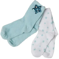 New Gifi Chaussettes fantaisie enfant étoile bleu blanc x2