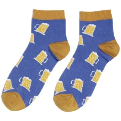 New Gifi Chaussettes originales basses motif bière bleu/jaune - T41/45