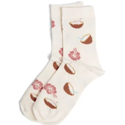 Sale Gifi Chaussettes originales motif noix de coco et fleur - T36/40