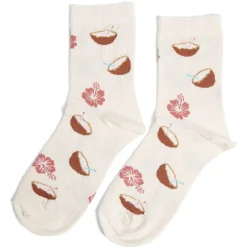 Sale Gifi Chaussettes originales motif noix de coco et fleur - T36/40