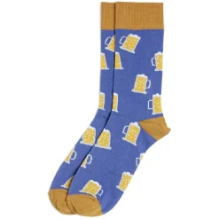 Best Gifi Chaussettes originales motif bière bleu/jaune - T41/45