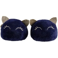 Discount Gifi Chaussons adulte design chat bleu et doré
