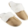 Clearance Gifi Chaussons adulte fourrés marron et blanc