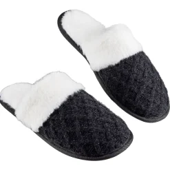 Sale Gifi Chaussons adulte fourrés noir et blanc