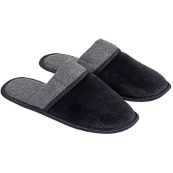 Hot Gifi Chaussons adulte fourrés noir et gris