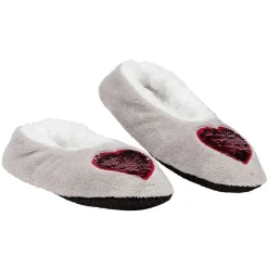 Discount Gifi Chaussons ballerines femme gris motif sequin rose T36-41