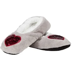 Discount Gifi Chaussons ballerines femme gris motif sequin rose T36-41