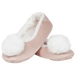 Gifi Chaussons ballerines femme rose pompon blanc T36-41