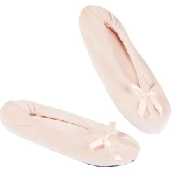 Online Gifi Chaussons ballerines fourrés femme uni rose