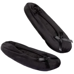 Hot Gifi Chaussons ballerines fourrés femme uni noir