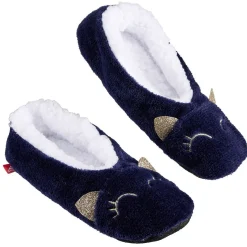 Clearance Gifi Chaussons ballerines fourrés adulte design chat bleu