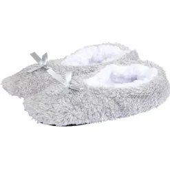 Clearance Gifi Chaussons ballerines gris avec noeud femme