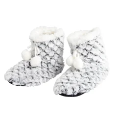 Clearance Gifi Chaussons bottes nid d'abeille à pompons pointure 36 à 41