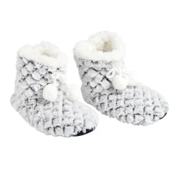 Clearance Gifi Chaussons bottes nid d'abeille à pompons pointure 36 à 41
