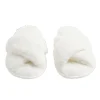 Clearance Gifi Chaussons femme blanc peluche brides croisée T40/41
