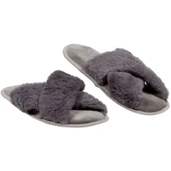 Hot Gifi Chaussons Femme brides croisées gris T36-41