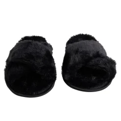 New Gifi Chaussons femme noir peluche brides croisée T36/37