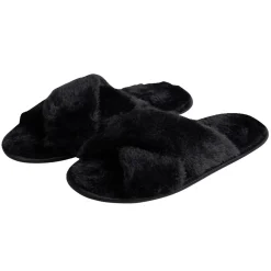 New Gifi Chaussons femme noir peluche brides croisée T36/37