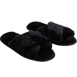 Gifi Chaussons femme noir peluche brides croisée T38/39