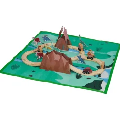 Outlet Gifi Circuit train Dinosaure en bois avec tapis