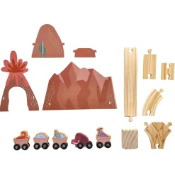 Outlet Gifi Circuit train Dinosaure en bois avec tapis