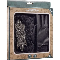 Clearance Gifi Coffret bandeau et gants noirs assortis