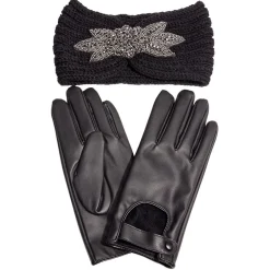 Clearance Gifi Coffret bandeau et gants noirs assortis