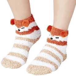 Clearance Gifi Coffret chaussettes en maille doudou motif rayé beige marron