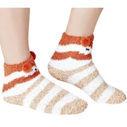 Clearance Gifi Coffret chaussettes en maille doudou motif rayé beige marron