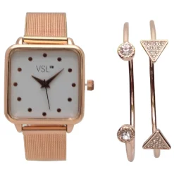 Hot Gifi Coffret montre et bracelets femme de 3 pièces en acier