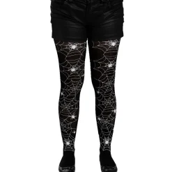 New Gifi Collant opaque toile d'araignée déguisement Halloween femme