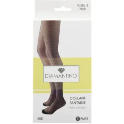 Outlet Gifi Collant voile fantaisie noir 20D