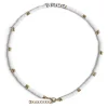 Hot Gifi Collier de perles Heishi blanc et doré avec mot LOVE