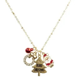 Outlet Gifi Collier doré 4 pendentifs design Noël L40cm