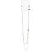 Hot Gifi Collier double chaîne métal doré avec feuilles et perles multicolore