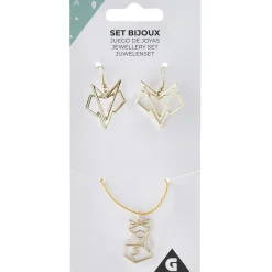 Outlet Gifi Collier et paire de boucles d'oreilles pendantes en métal doré