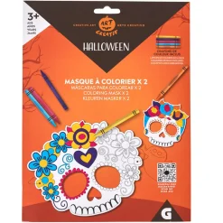 Gifi Coloriage 2 masques Calavera fleur Jour des morts Halloween