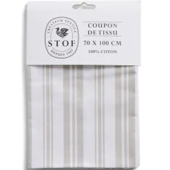 Gifi Coupon tissu imprimé Amboise 70x100cm coton blanc et beige