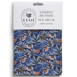 Gifi Coupon tissu imprimé Cahuita 70x100cm coton bleu marine