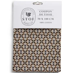 Gifi Coupon tissu imprimé Eugène 70x100cm coton bleu, noir et marron