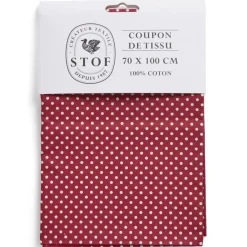 Gifi Coupon tissu imprimé pois 70x100cm coton rouge et blanc
