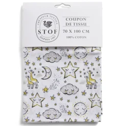Gifi Coupon tissu imprimé Solune 70x100cm coton jaune