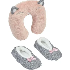 Sale Gifi Coussin tour de cou et Chaussons ballerines gris rose