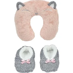 Sale Gifi Coussin tour de cou et Chaussons ballerines gris rose