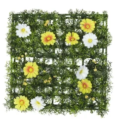 Gifi Dalle de gazon artificiel fleurs jaunes oranges et blanches